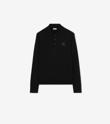 Long-sleeve Knight Wool Polo Shirt in Black - Men | Burberry® Official