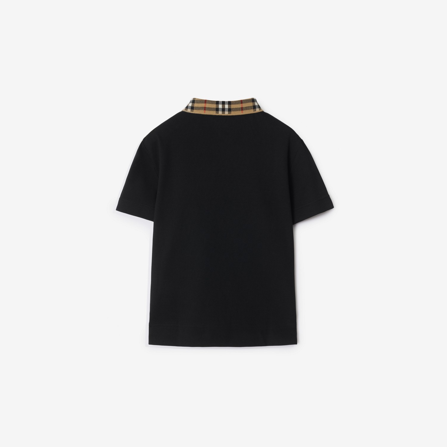 Check Collar Cotton Polo Shirt in Black | Burberry® Official Check Collar Cotton Polo Shirt in Black | Burberry® Official