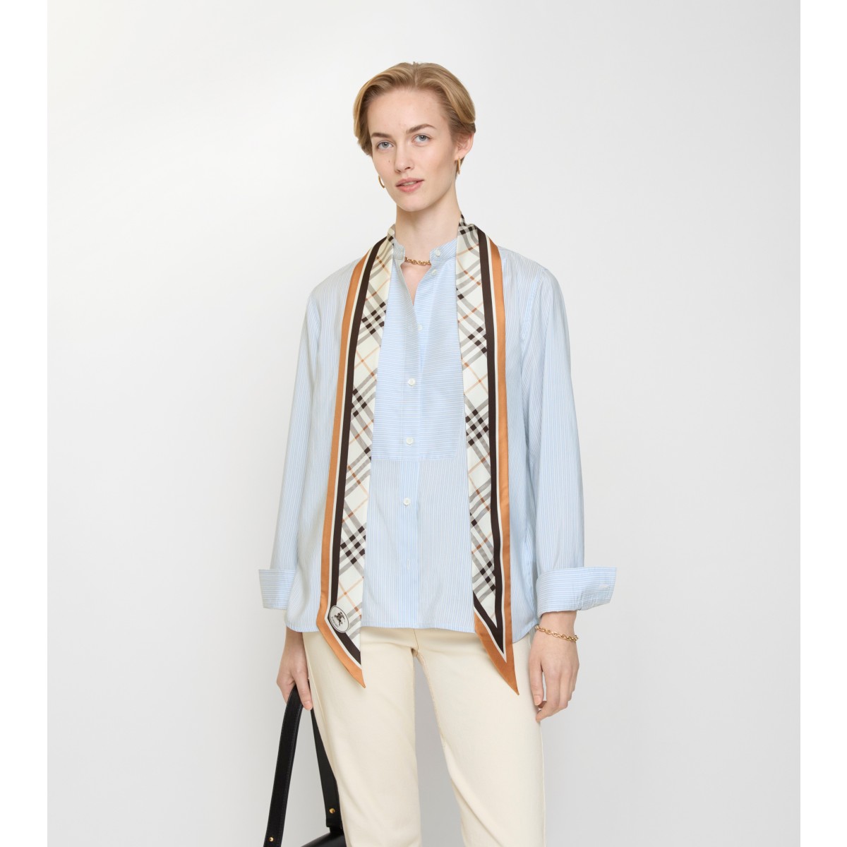  Check Skinny Knight Stamp Silk Scarf