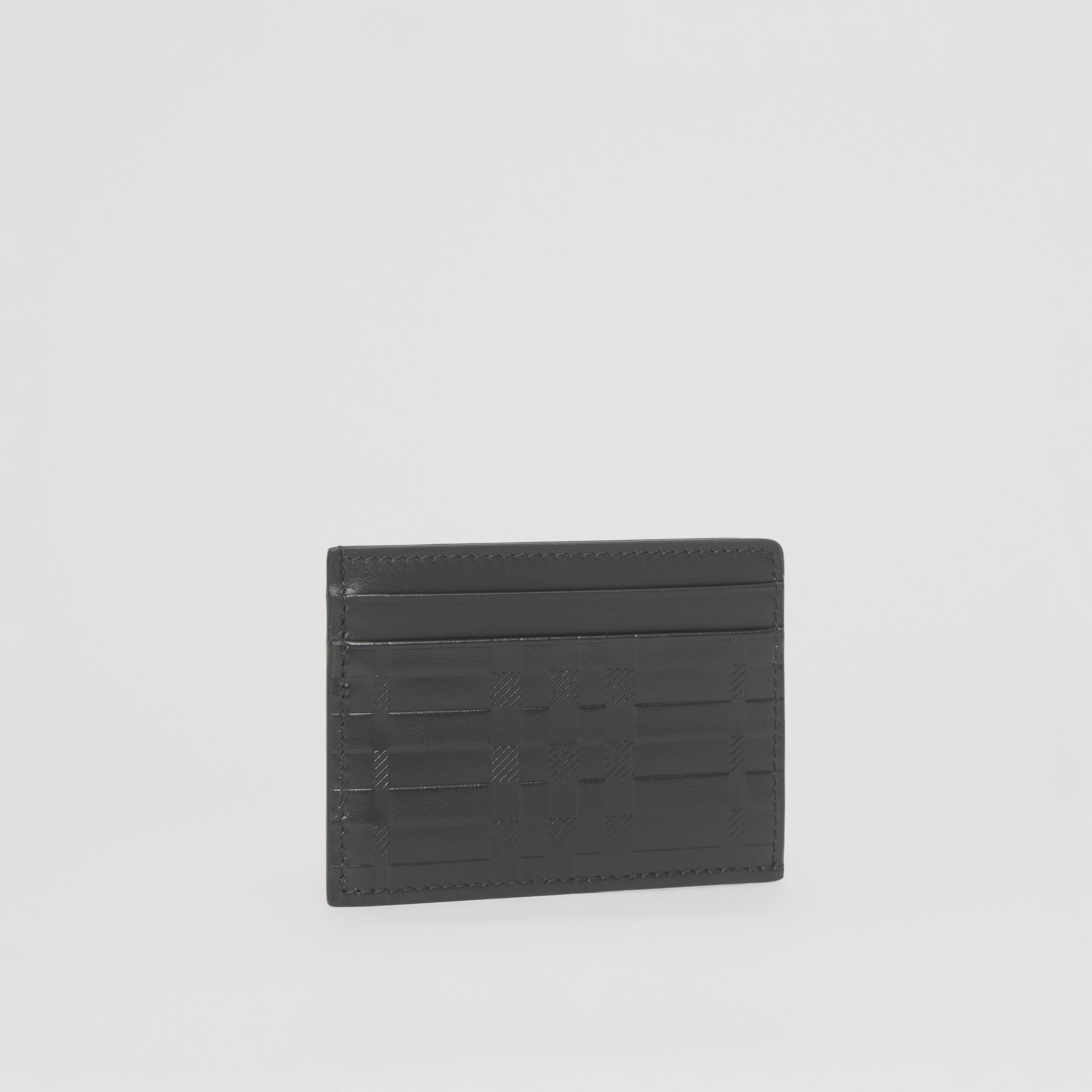 Porta-cartões de couro com estampa xadrez em relevo (Preto) - Homens | Burberry® oficial - 4