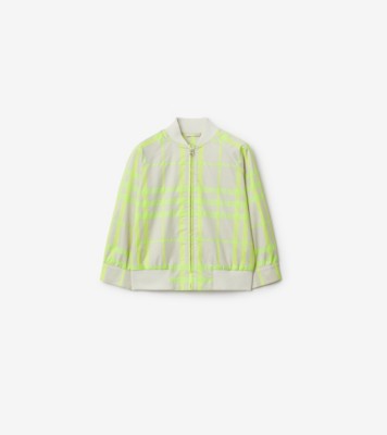 Check Cotton Blend Bomber Jacket in Vivid lime Burberry Official