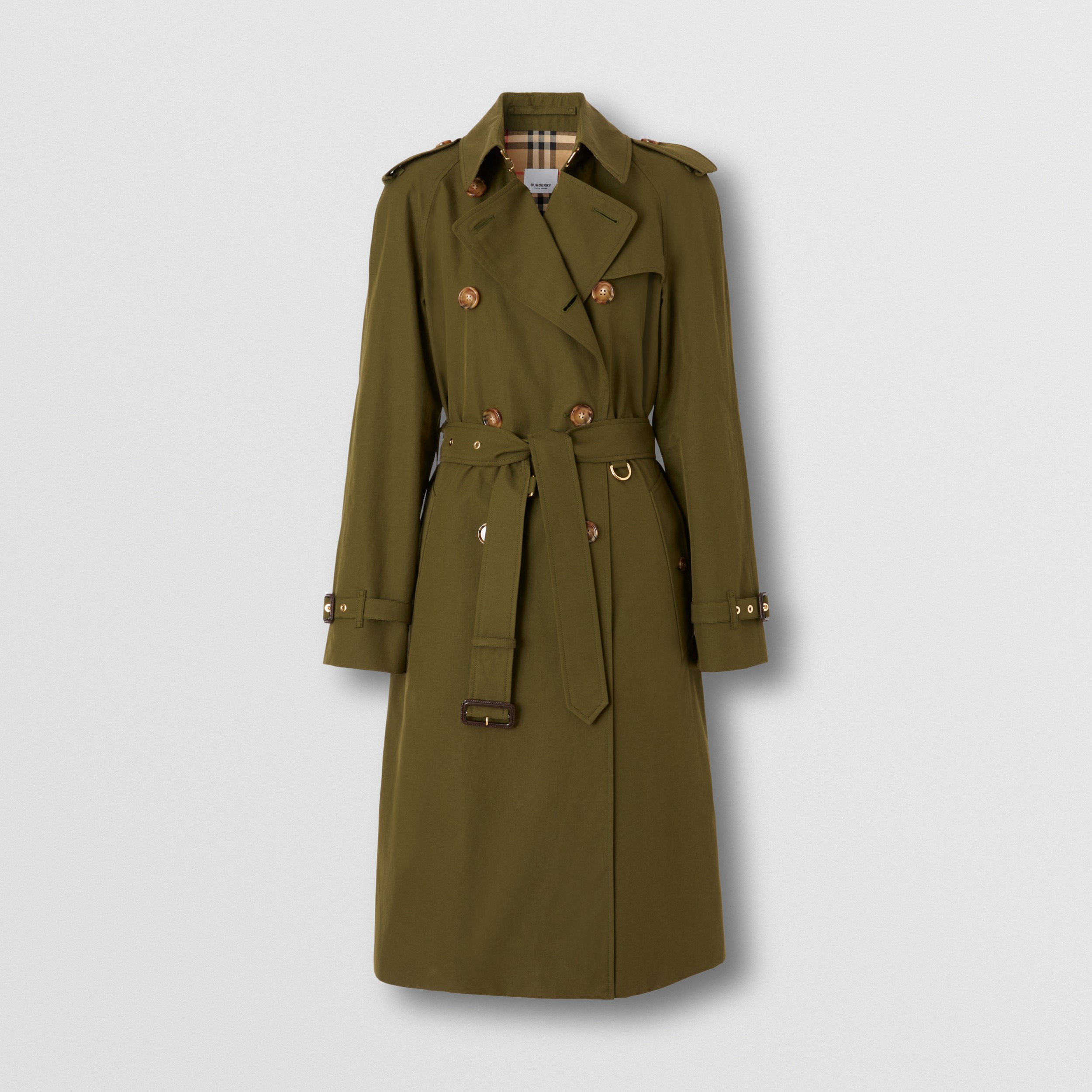 Tropical Gabardine Waterloo Trench Coat in Dark Olive Green - Women | Burberry® Official - 4