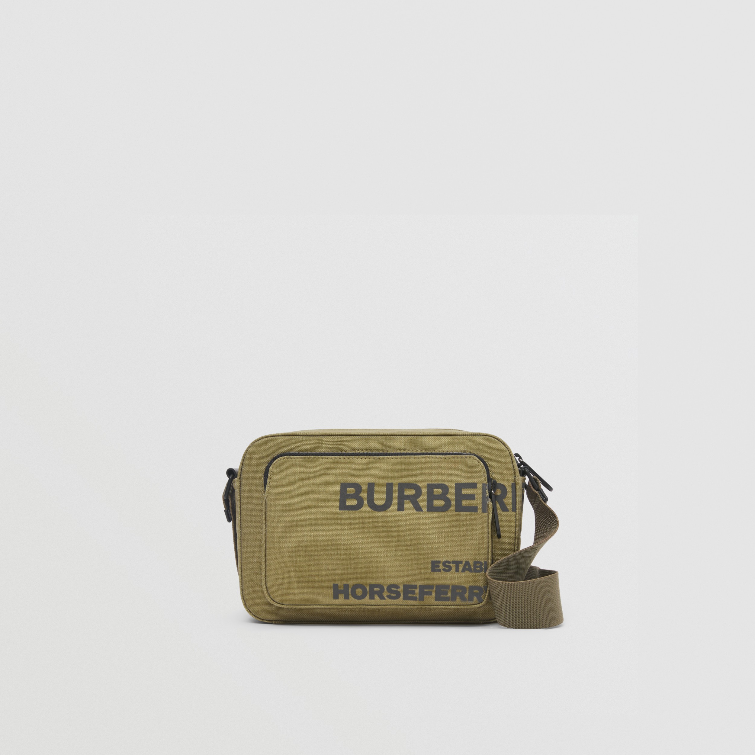 Horseferry Print Nylon Crossbody Bag in Deep Moss Green Men