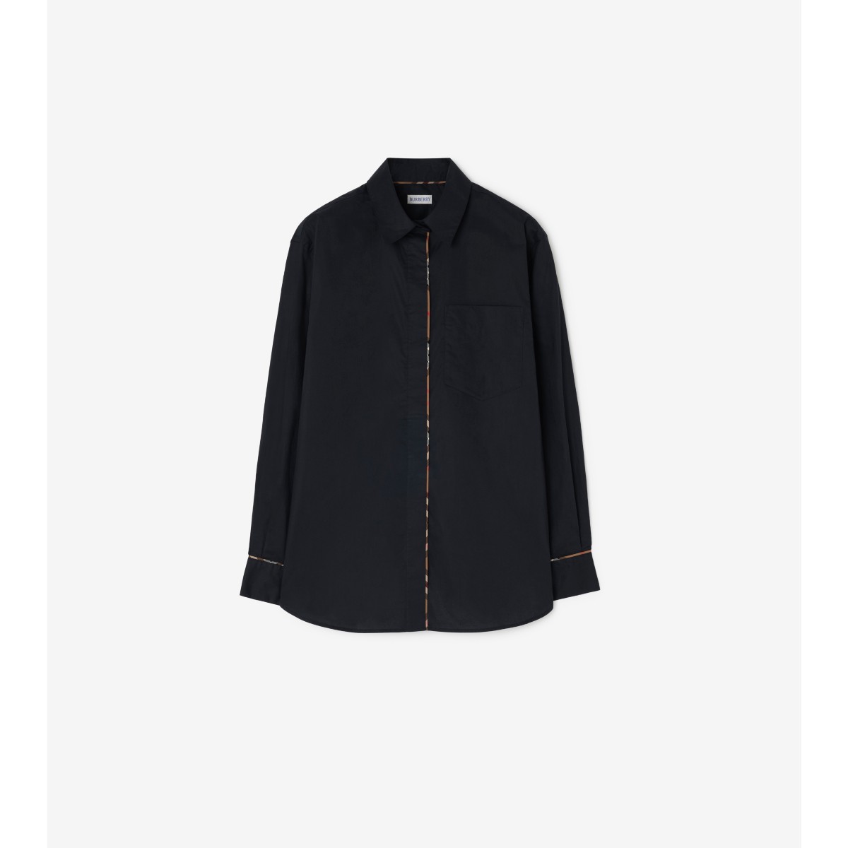  Check Relaxed Fit Piping Cotton Shirt