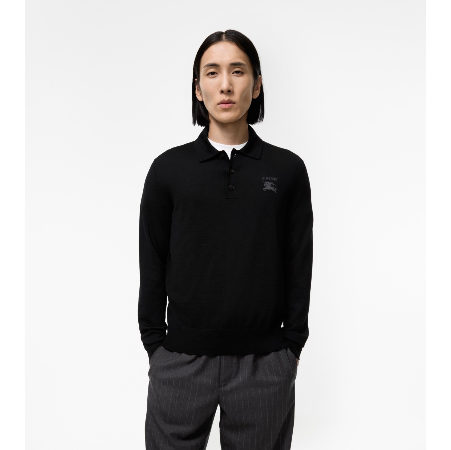 Long-sleeve Knight Wool Polo Shirt