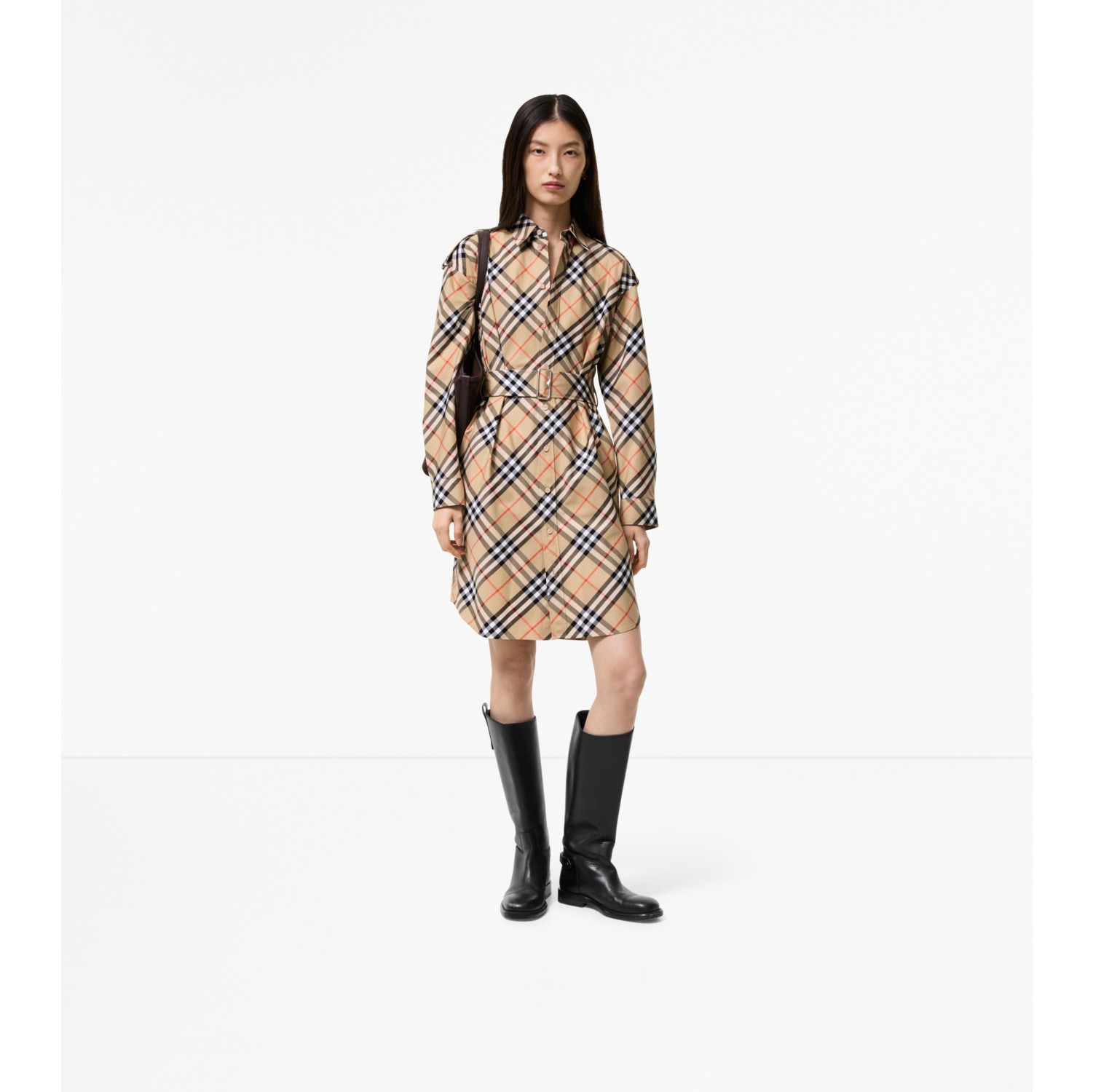 Check Cotton Shirt Dress