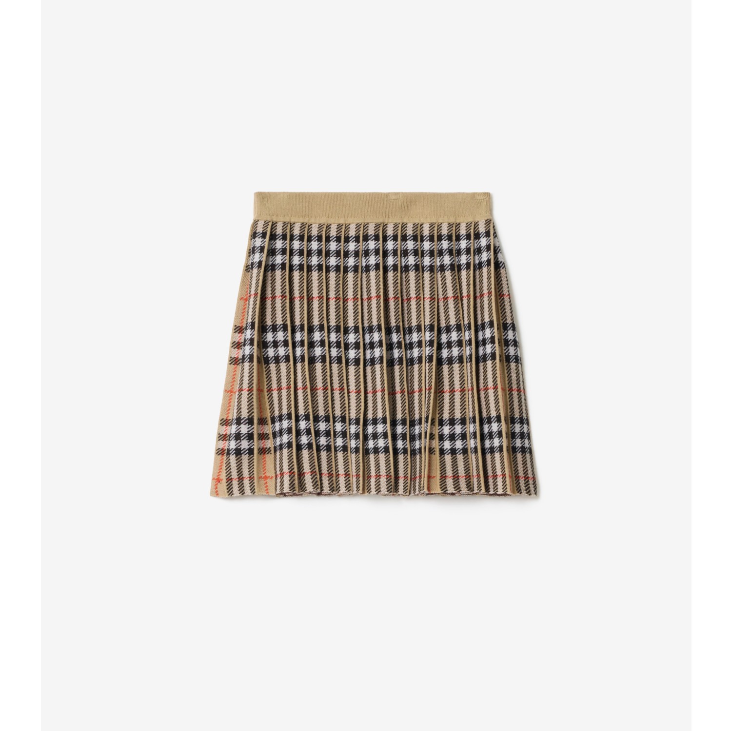 Pleated Check Wool Blend Skirt in Sand beige | Burberry® Official