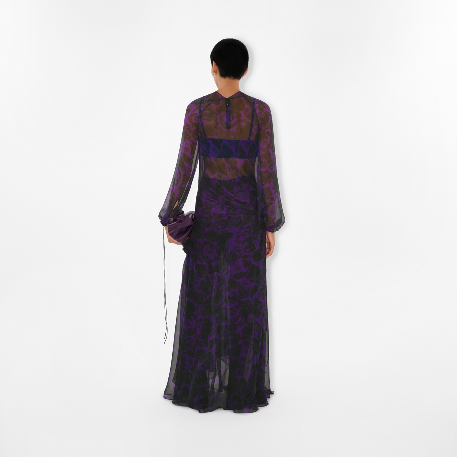 Rose Print Silk Dress in Vine - Women | Burberry® Official