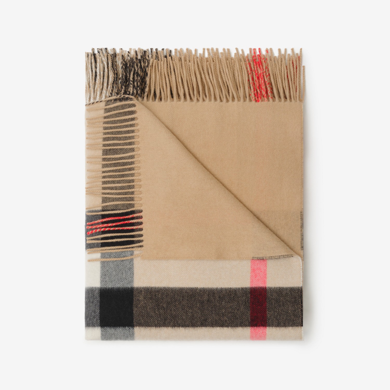 大号格纹羊绒毛毯 (典藏米色) | Burberry® 博柏利官网