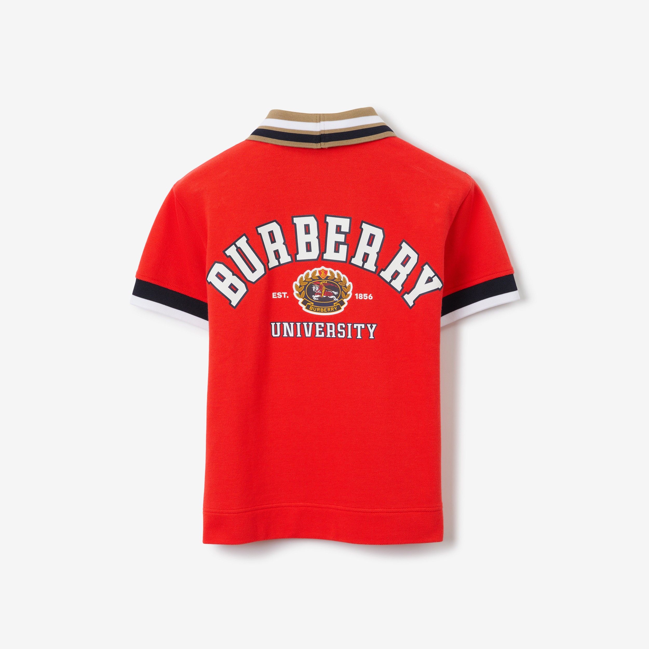College Graphic Cotton Polo Shirt in Bold Red | Burberry® Official - 2