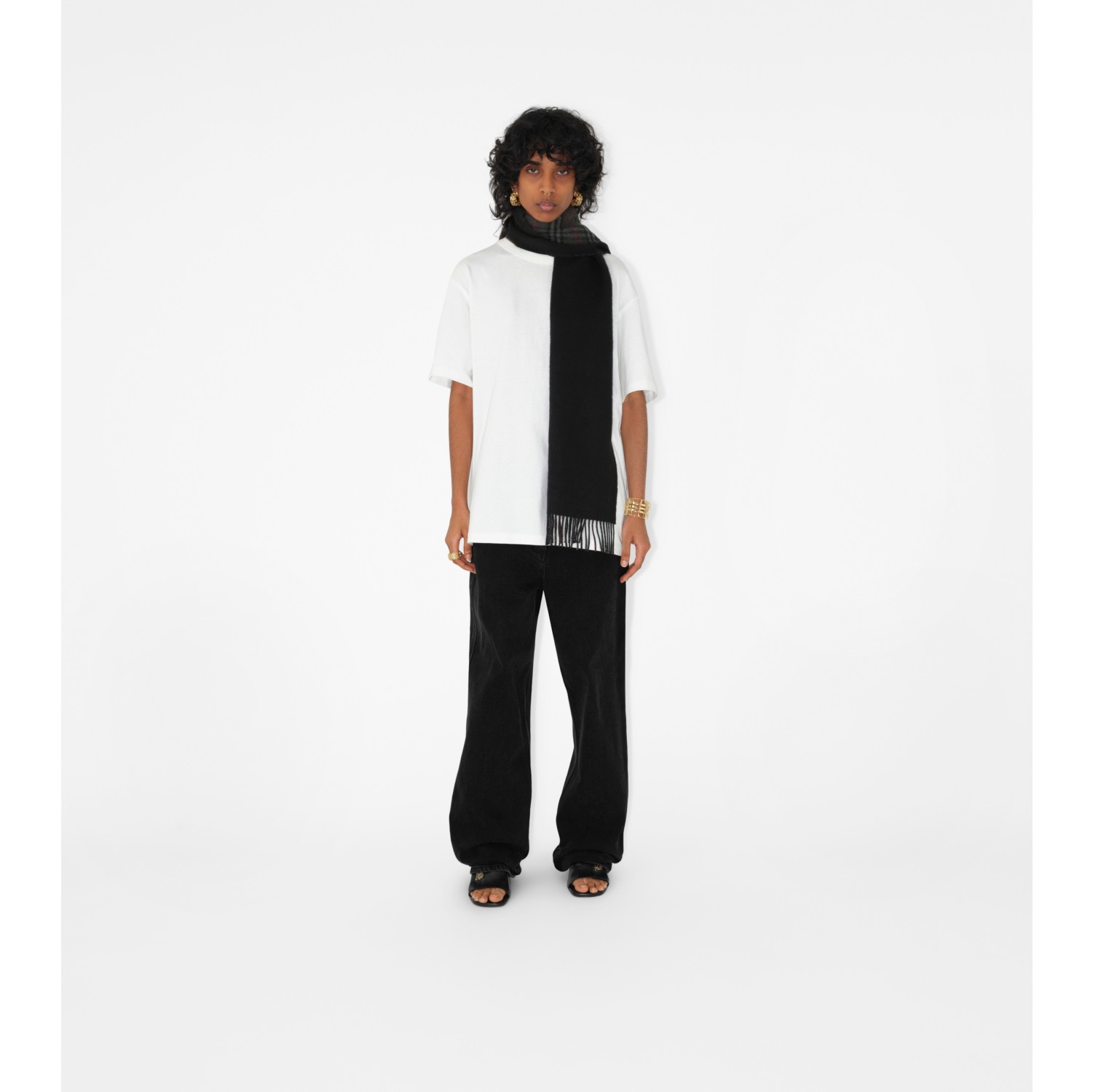 Burberry Men's Cashmere Check Scarf Black main image 0