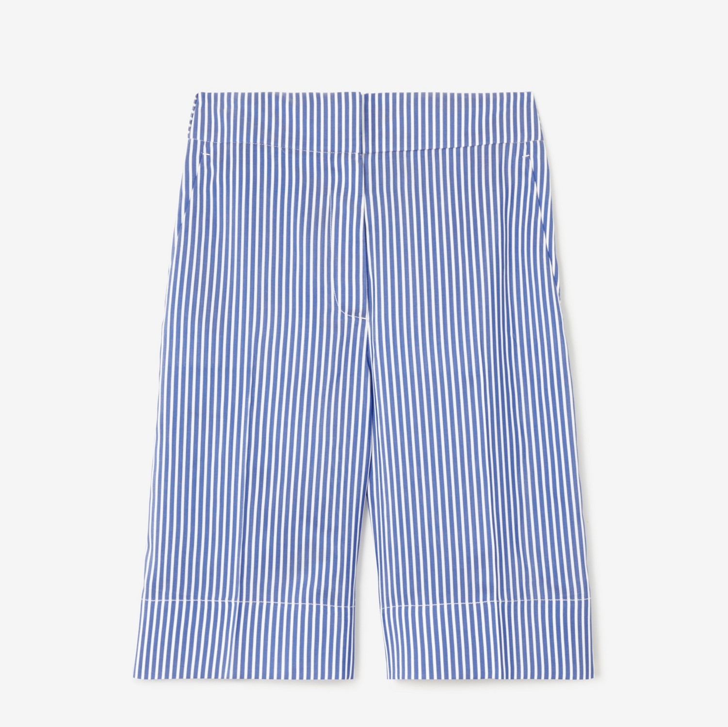 亚洲版型条纹丝质量裁短裤 (蓝色 / 白色条纹) - 女士 | Burberry® 博柏利官网