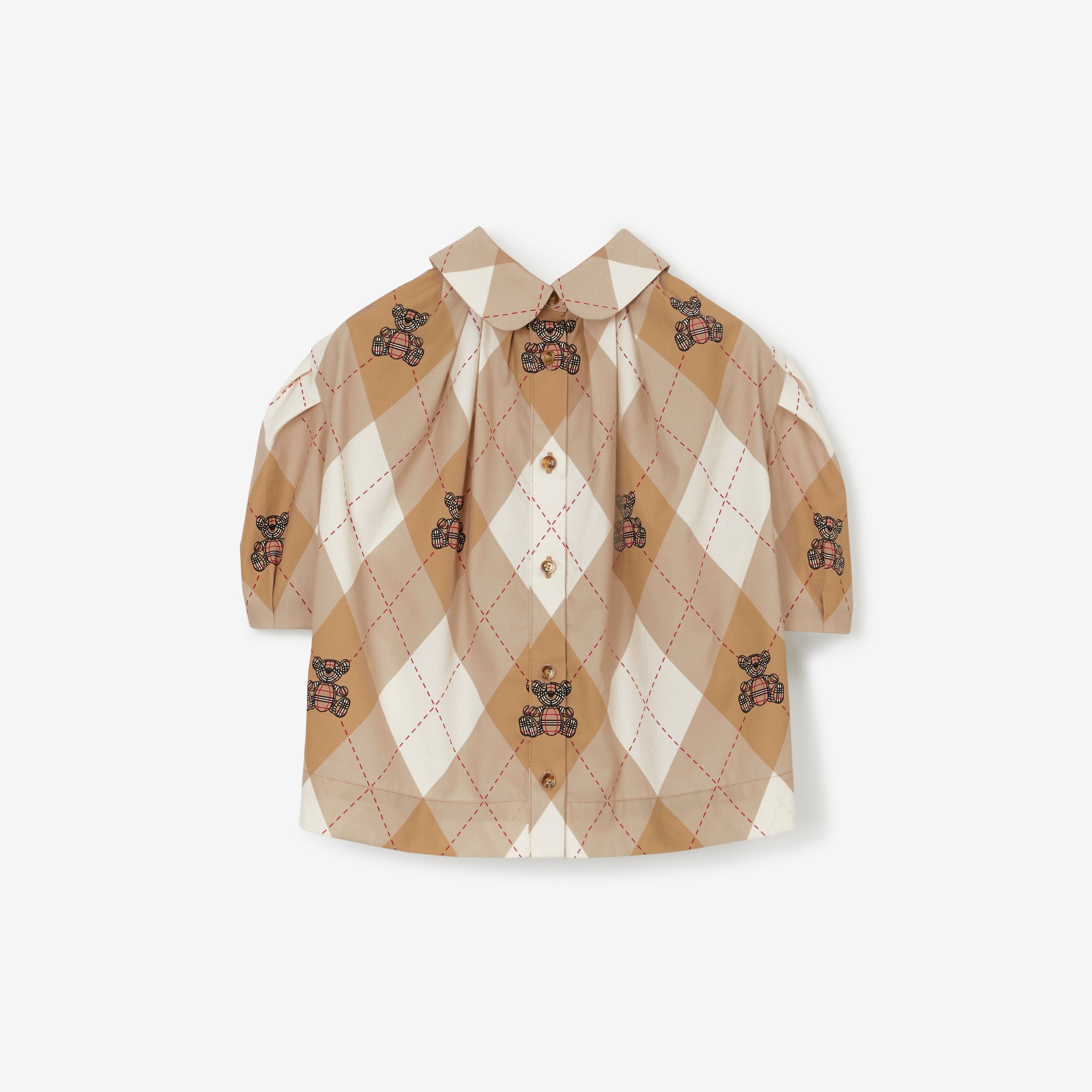 Blusa de algodão stretch com estampa Argyle e Thomas Bear (Fulvo Suave) | Burberry® oficial - 2