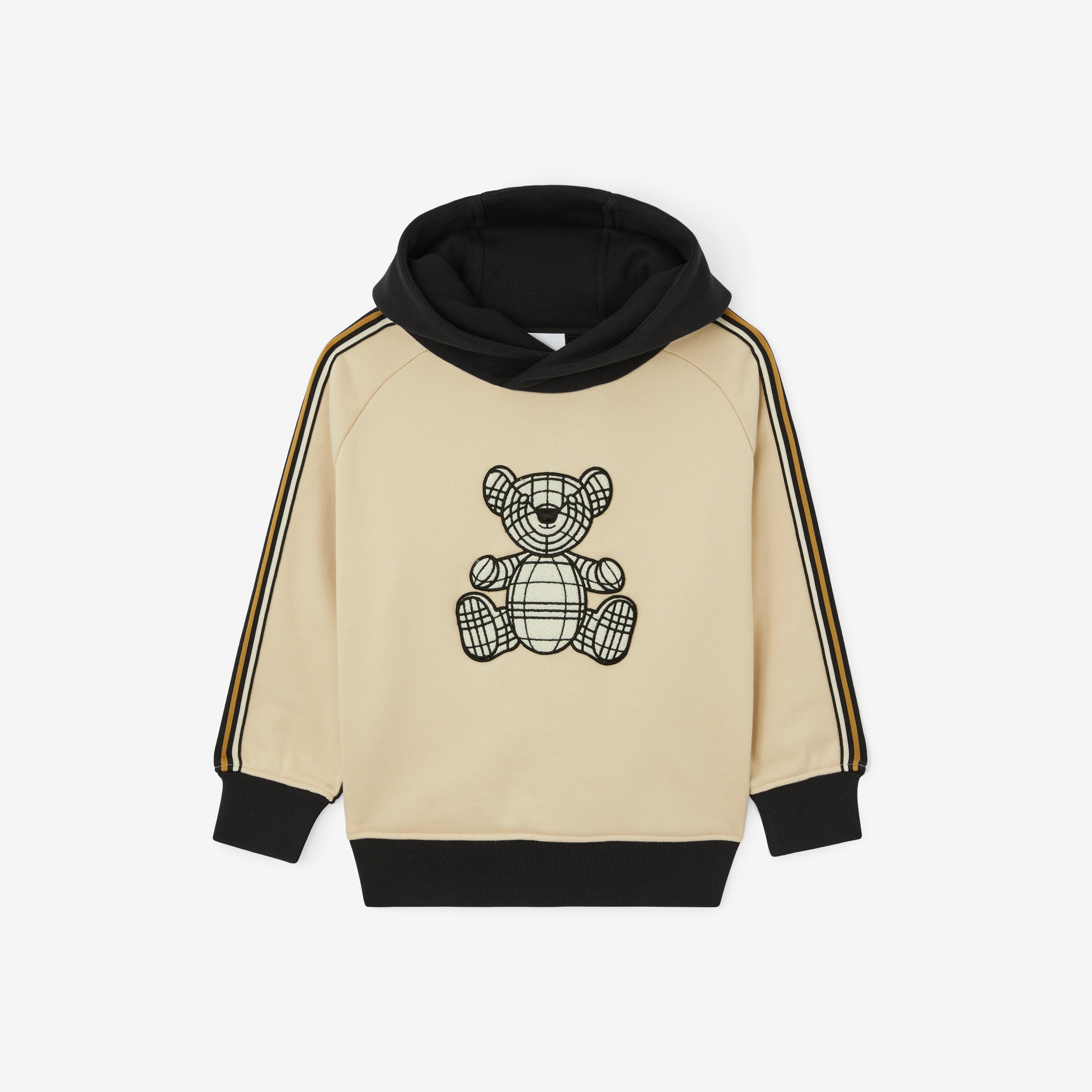 Thomas Bear Appliqué Two-tone Cotton Hoodie in Almond Beige | Burberry® Official - 1