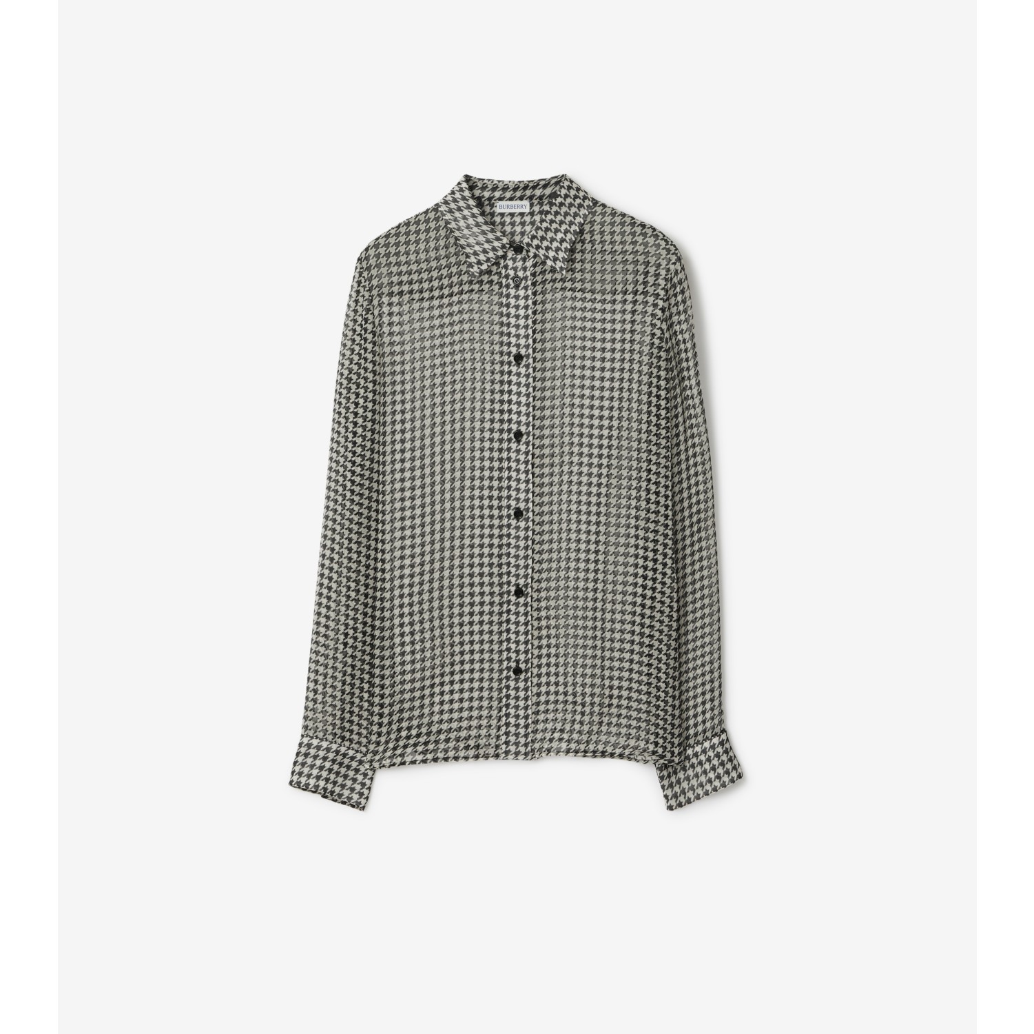 ハウンズトゥース シルクシャツ (モノクローム) - ウィメンズ, シルク | Burberry®公式サイト