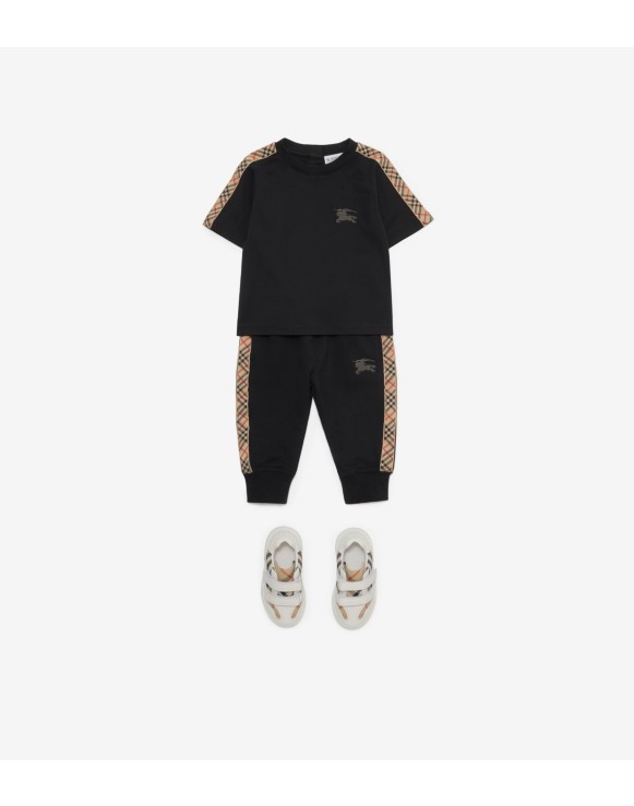 チェックトリム コットンTシャツ