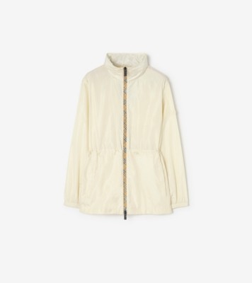 Short Checker-tape Nylon Parka in Seashell white - Women | Burberry® Official