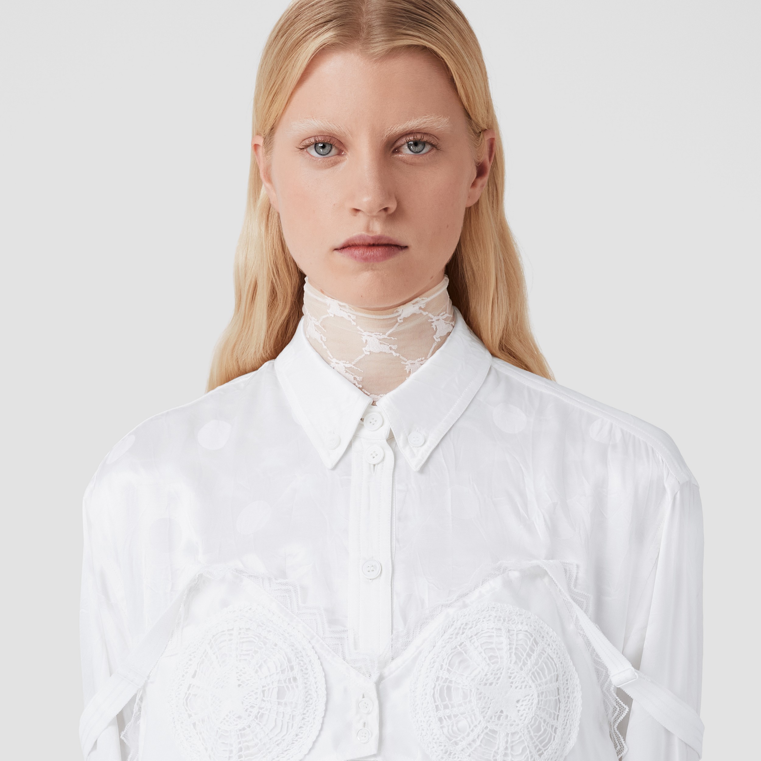 Camisa reconstruída com estampa de poás (Branco Óptico) - Mulheres | Burberry® oficial - 2
