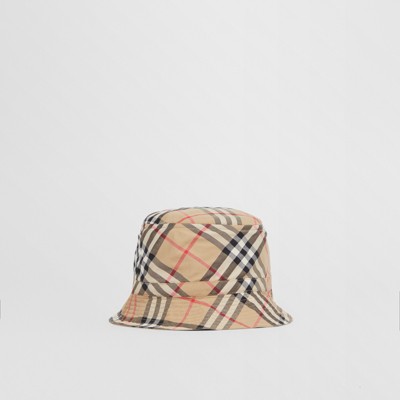 Vintage Check Cotton Bucket Hat in 