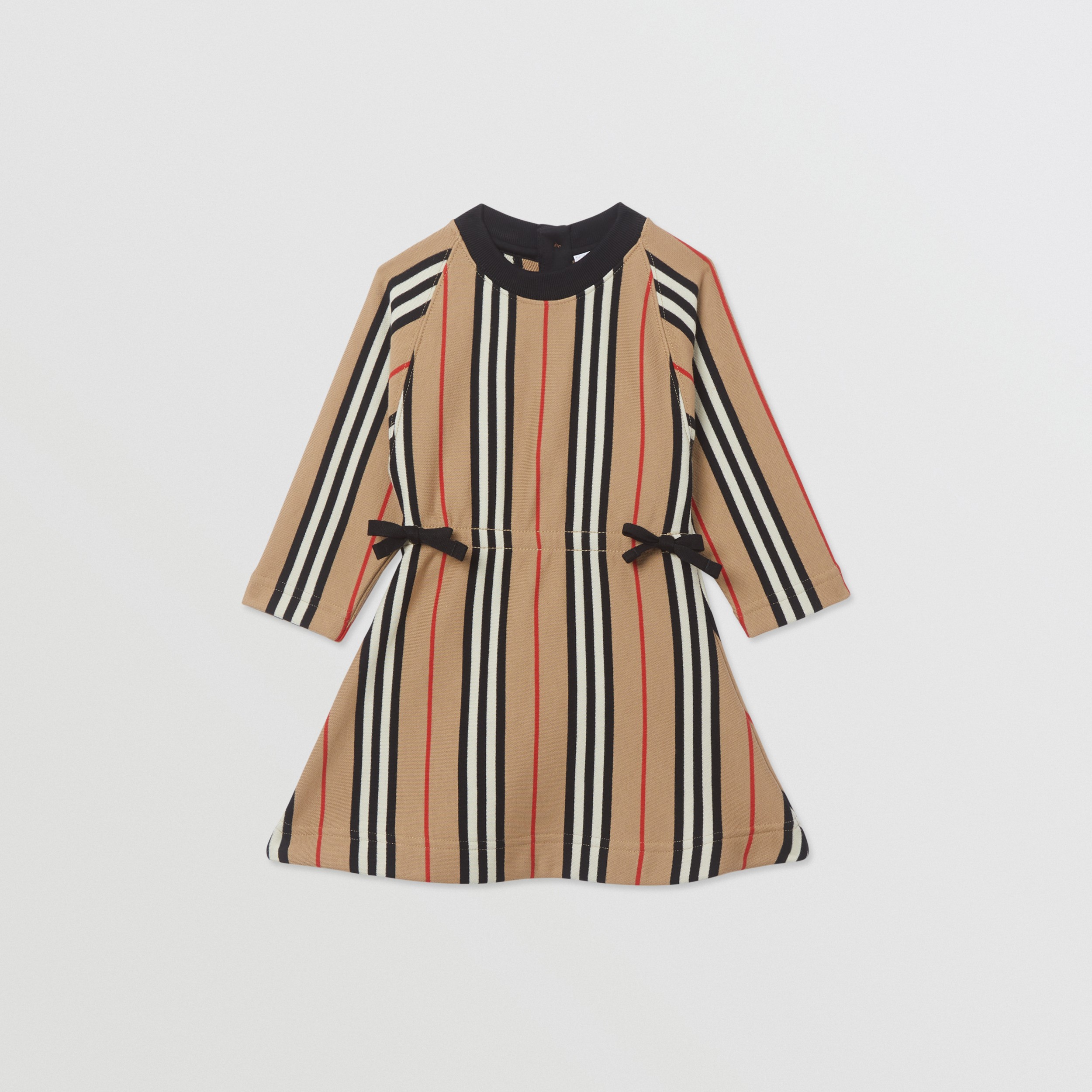 Long Sleeve Icon Stripe Cotton Dress In Archive Beige Children Burberry