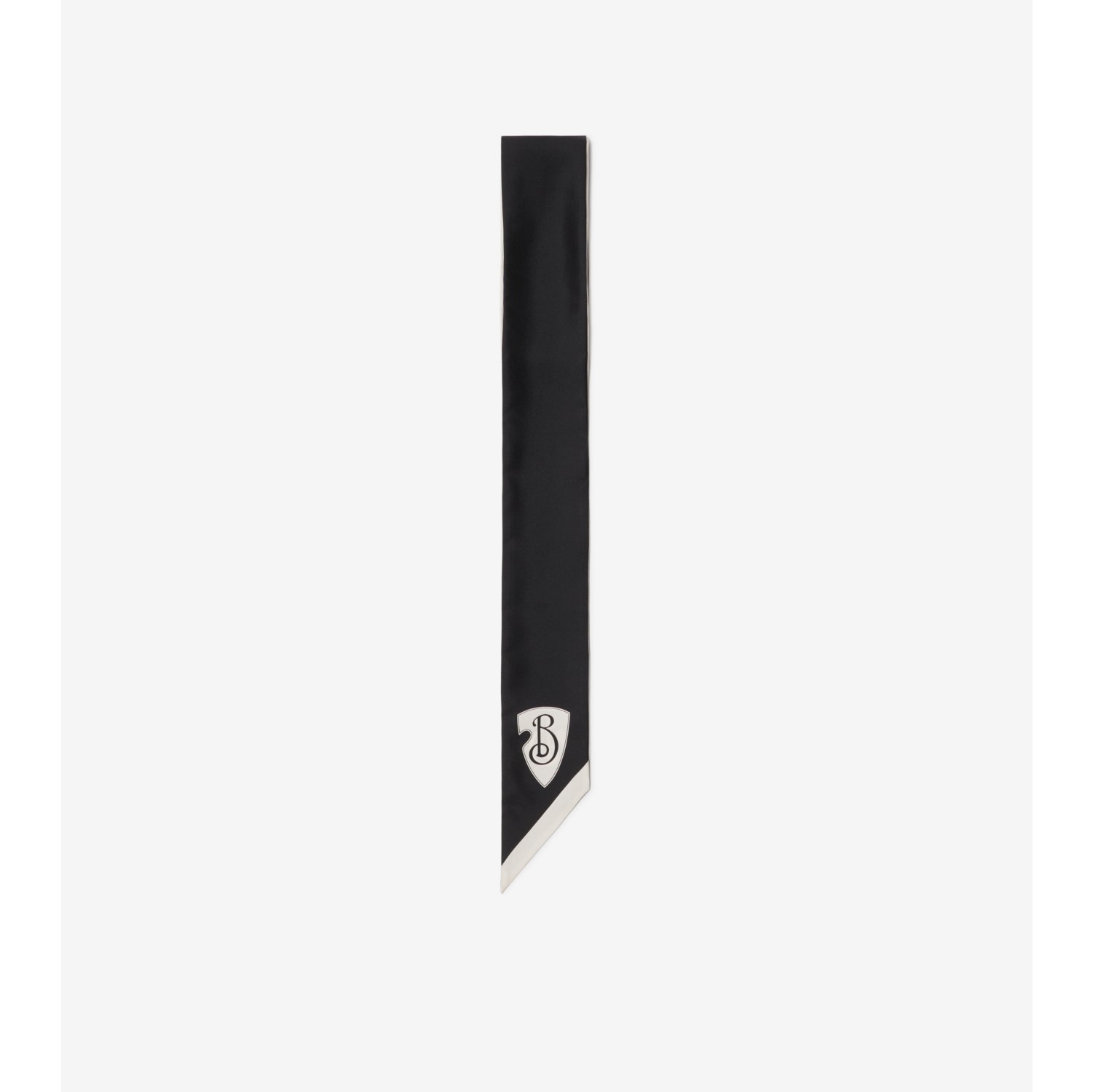 Skinny Reversible B Shield Silk Scarf in Monochrome