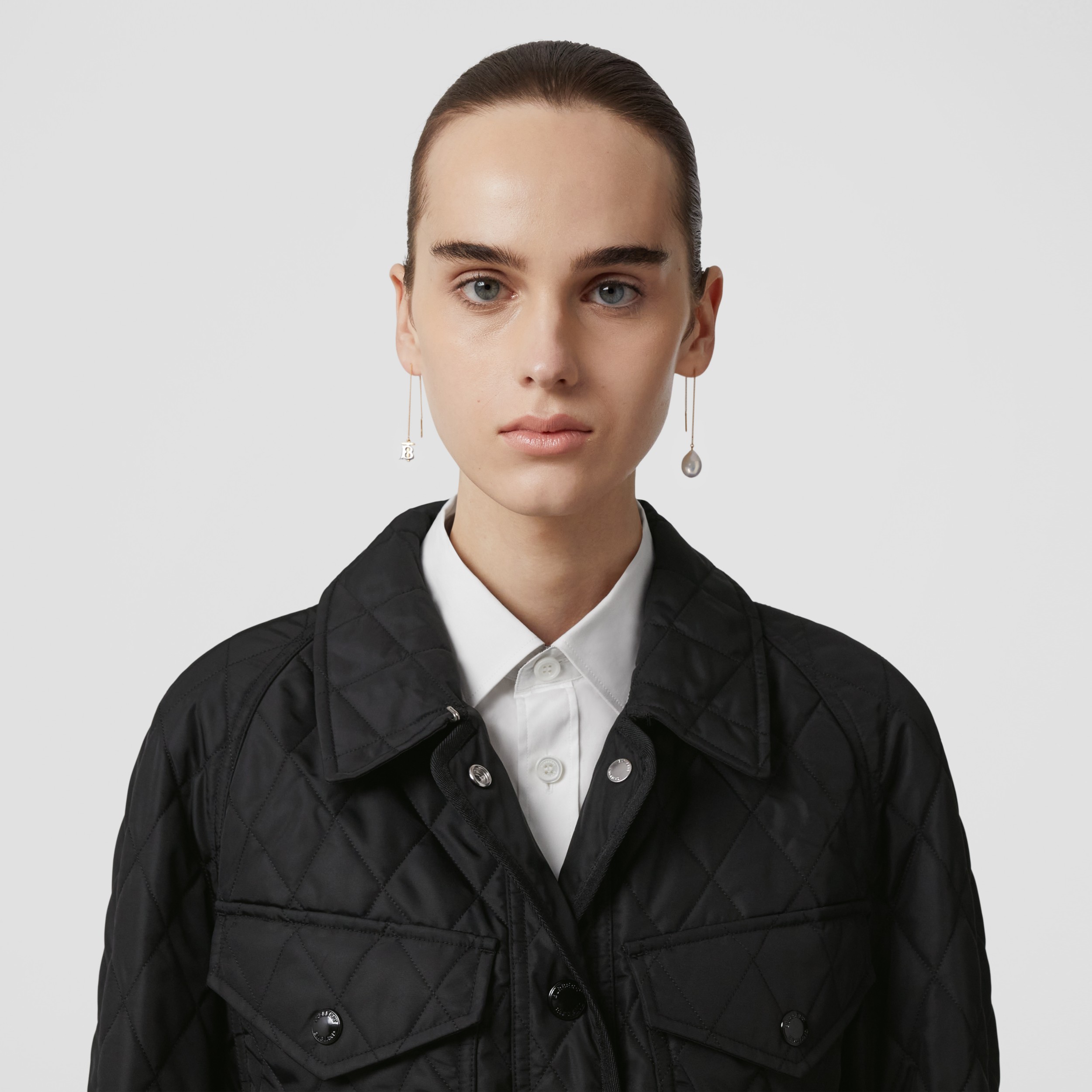 Diamond Quilted Nylon Canvas Field Jacket in Black - Women | Burberry ...