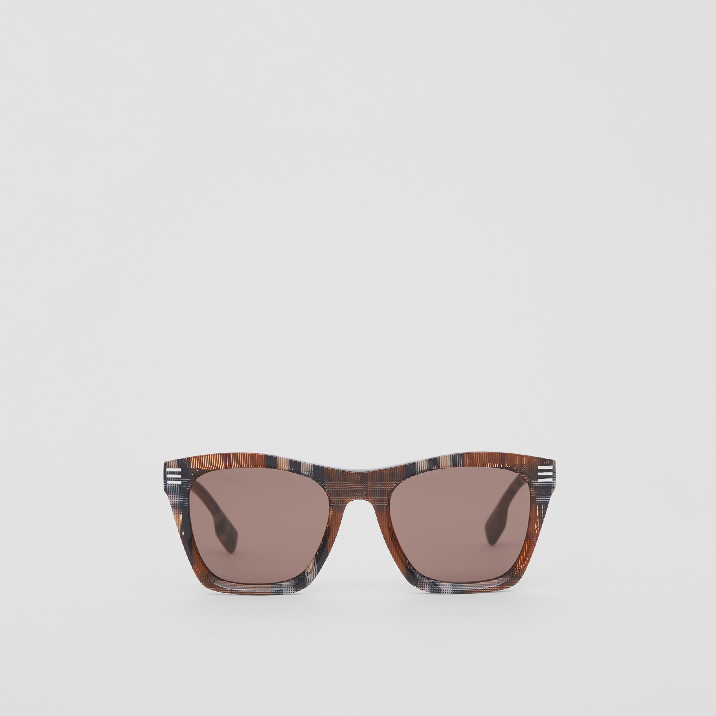 Eckige Sonnenbrille in Karo-Optik (Birkenbraun) - Herren | Burberry® - 1