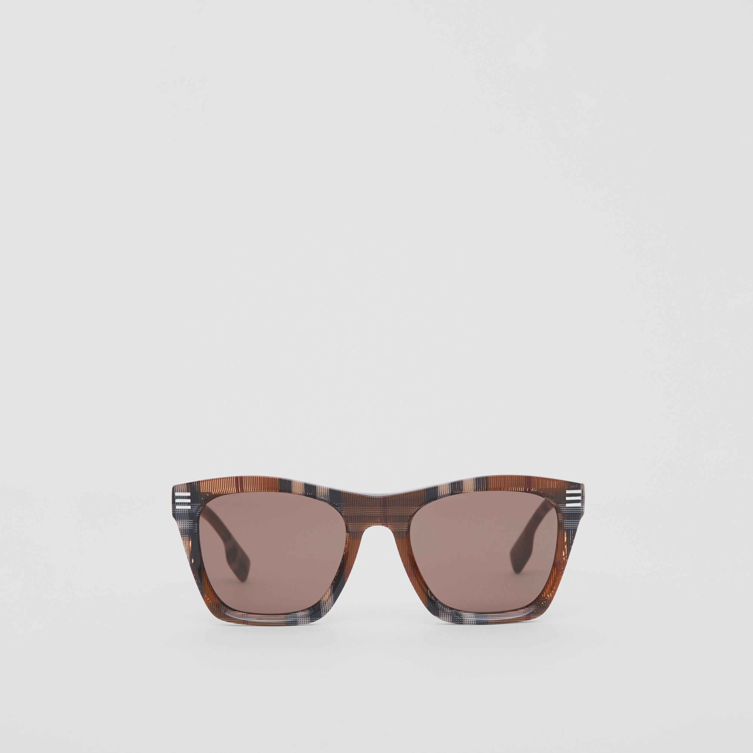 Check Square Frame Sunglasses in Birch Brown - Men | Burberry® Official