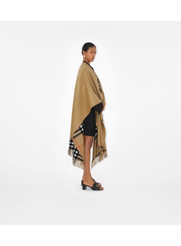 Burberry wool cashmere hot sale blend hooded poncho