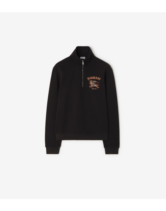 Sudadera en algodón con cremallera parcial y motivo Knight Check