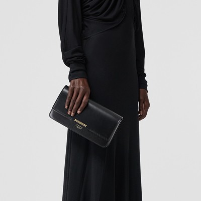 Leather Grace Clutch in Black - Women 