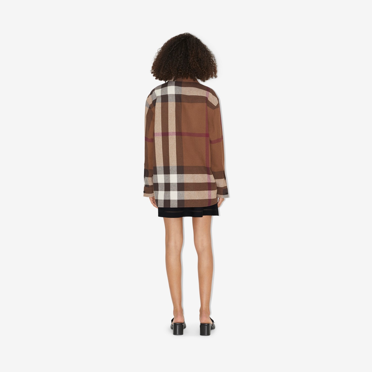 Check Wool Cotton Flannel Shirt in Dark Birch Brown - Women | Burberry® Official