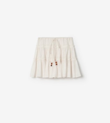 Check Cotton Voile Skirt in Chalk white - Women | Burberry® Official
