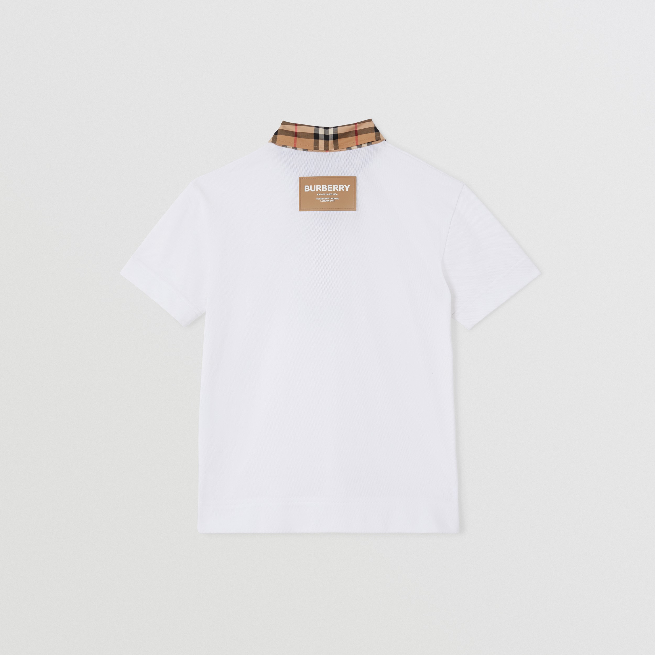ヴィンテージチェックトリム コットンピケ ポロシャツ (ホワイト) | Burberry®公式サイト