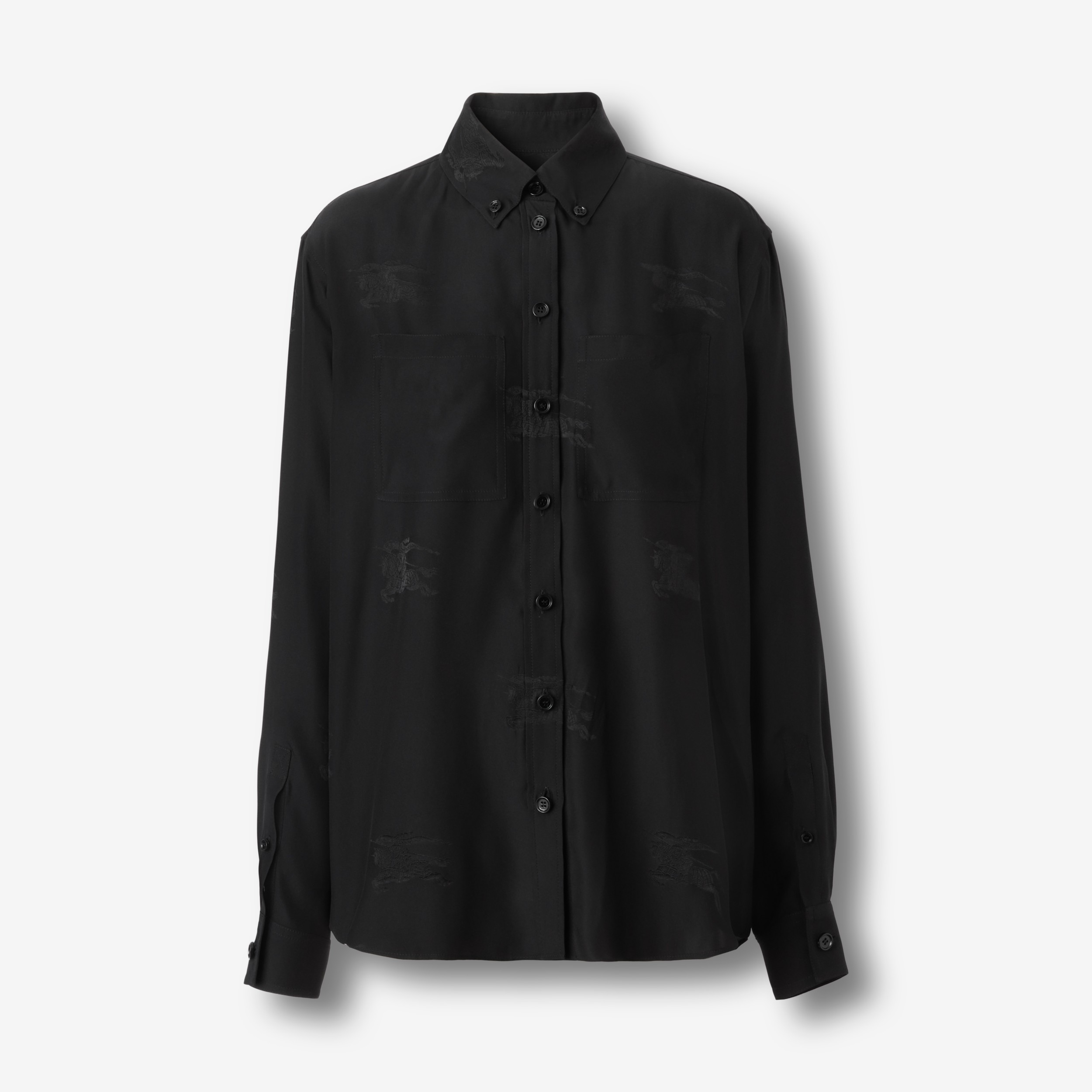 EKD Silk Jacquard Oversized Shirt in Black - Women | Burberry® Official