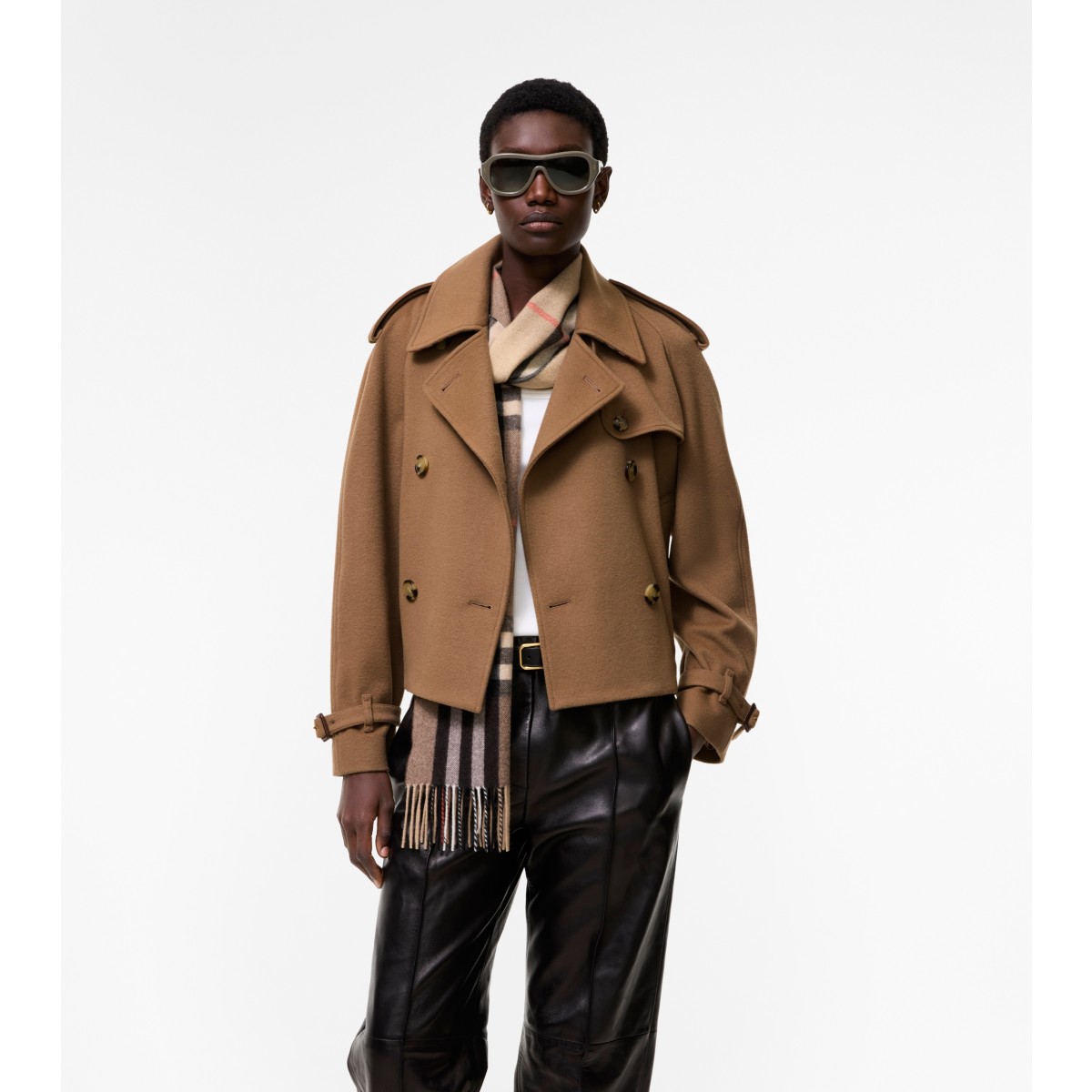  Check Cropped Cashmere Mayfair Trench Jacket