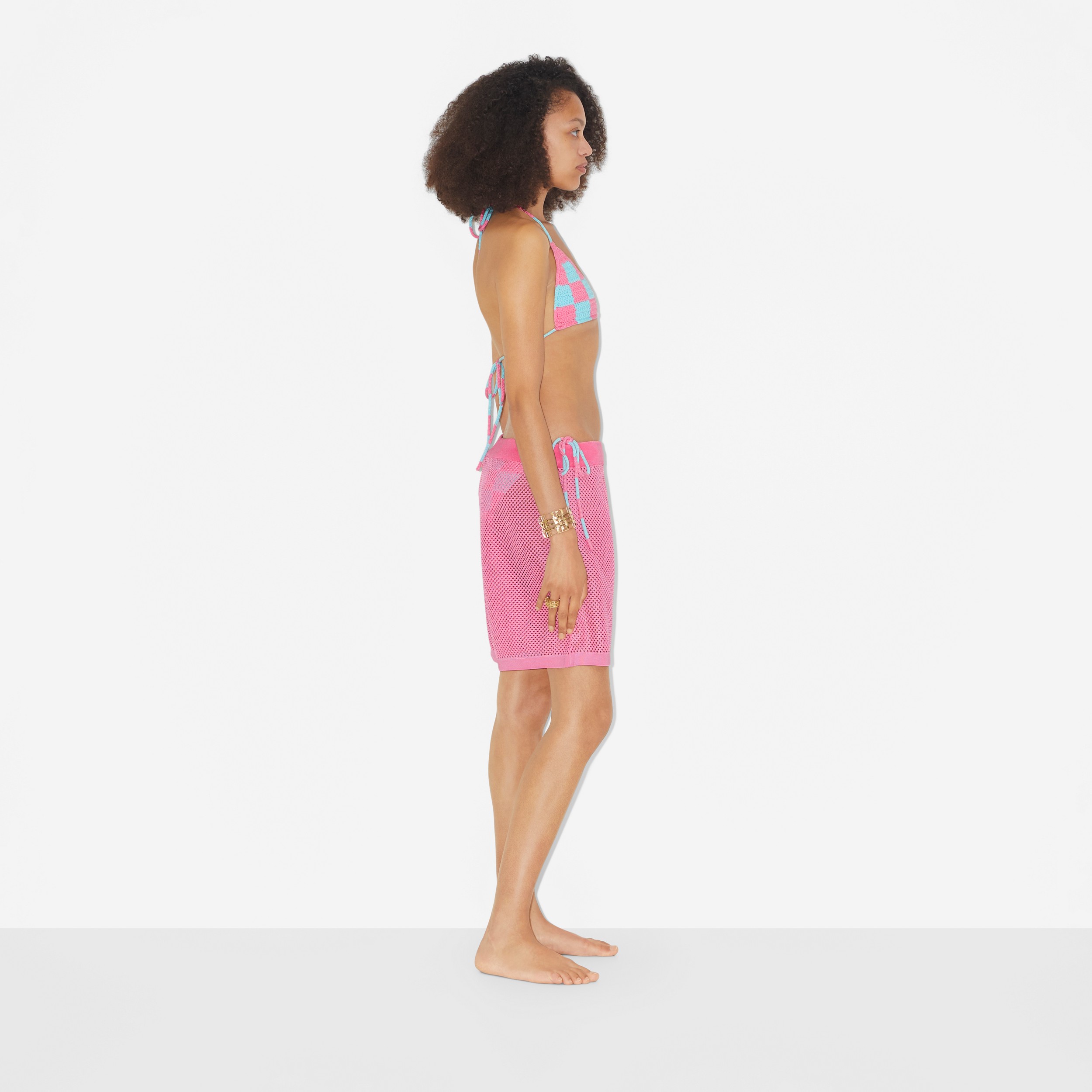 Shorts de malha com estampa EKD (Rosa Chiclete) - Mulheres | Burberry® oficial - 3