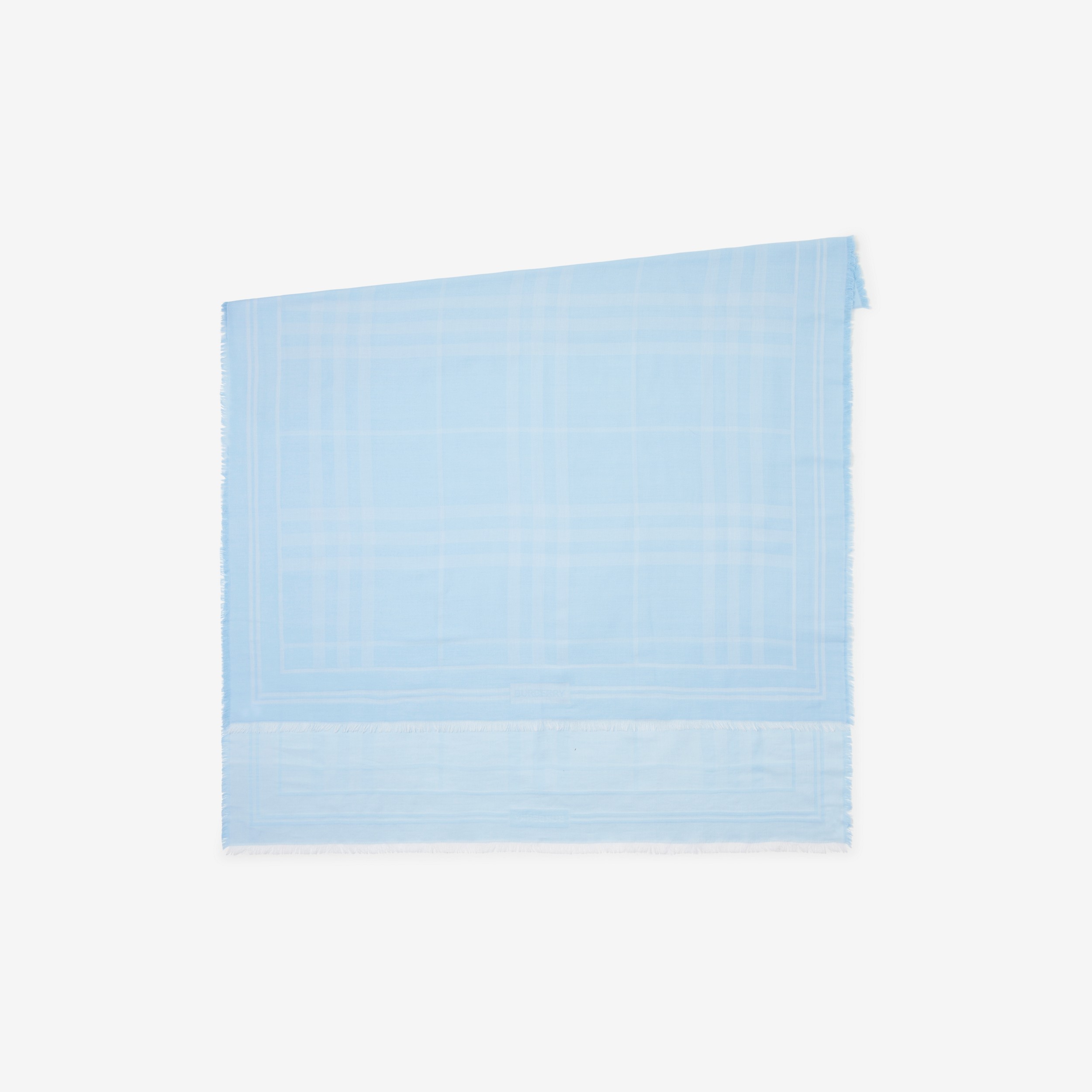 Lenço de seda, lã e algodão em Check (Azul Claro) | Burberry® oficial - 2