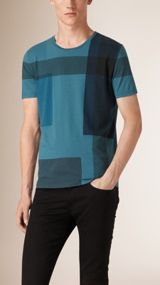 Colour Block Check Cotton T-shirt