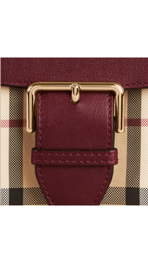 Small Horseferry Check and Leather Crossbody Bag Honey/deep Claret ...