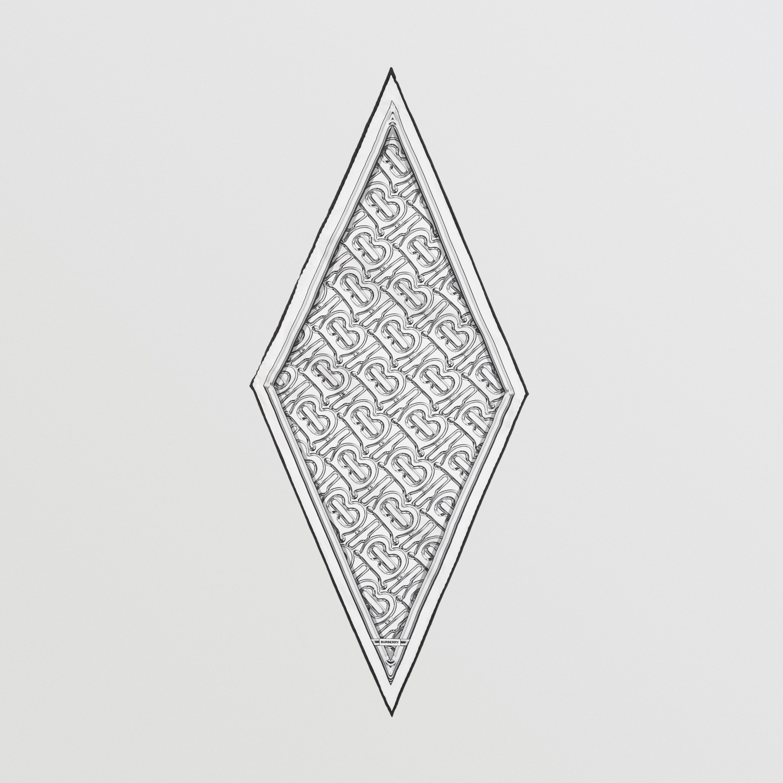 Metallic Monogram Print Silk Diamond-shaped Scarf in Light Pewter Grey | Burberry® Official - 1