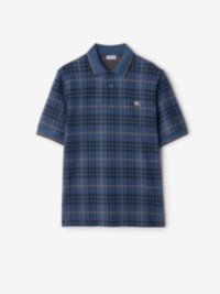 Check Cotton Polo Shirt in colour Bay