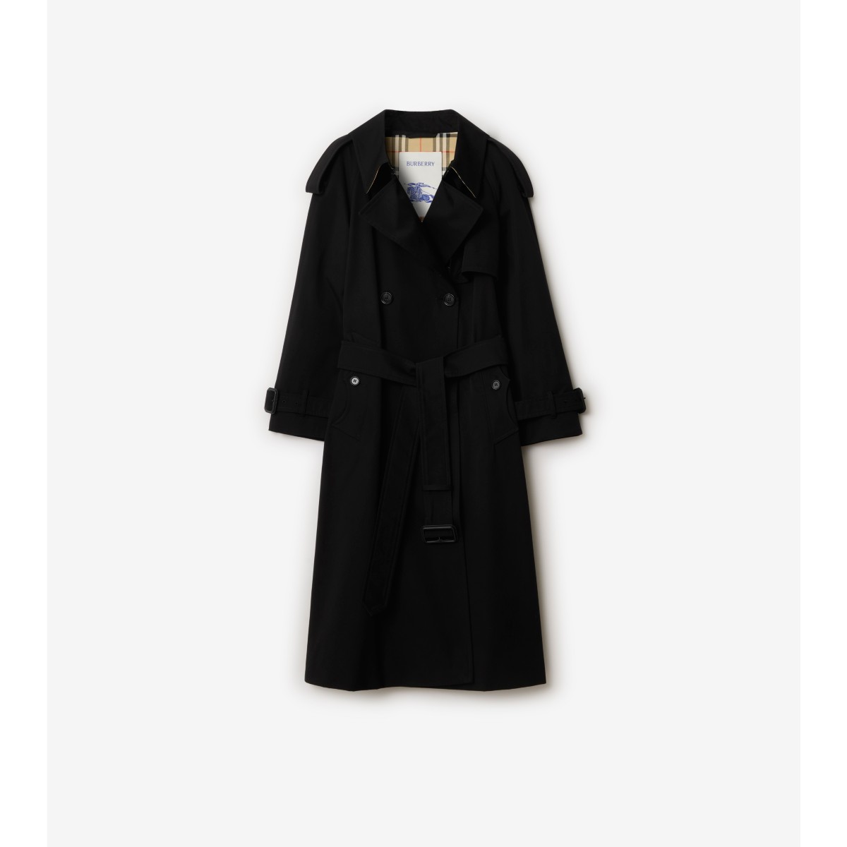  Check Long Gabardine Fitzrovia Trench Coat