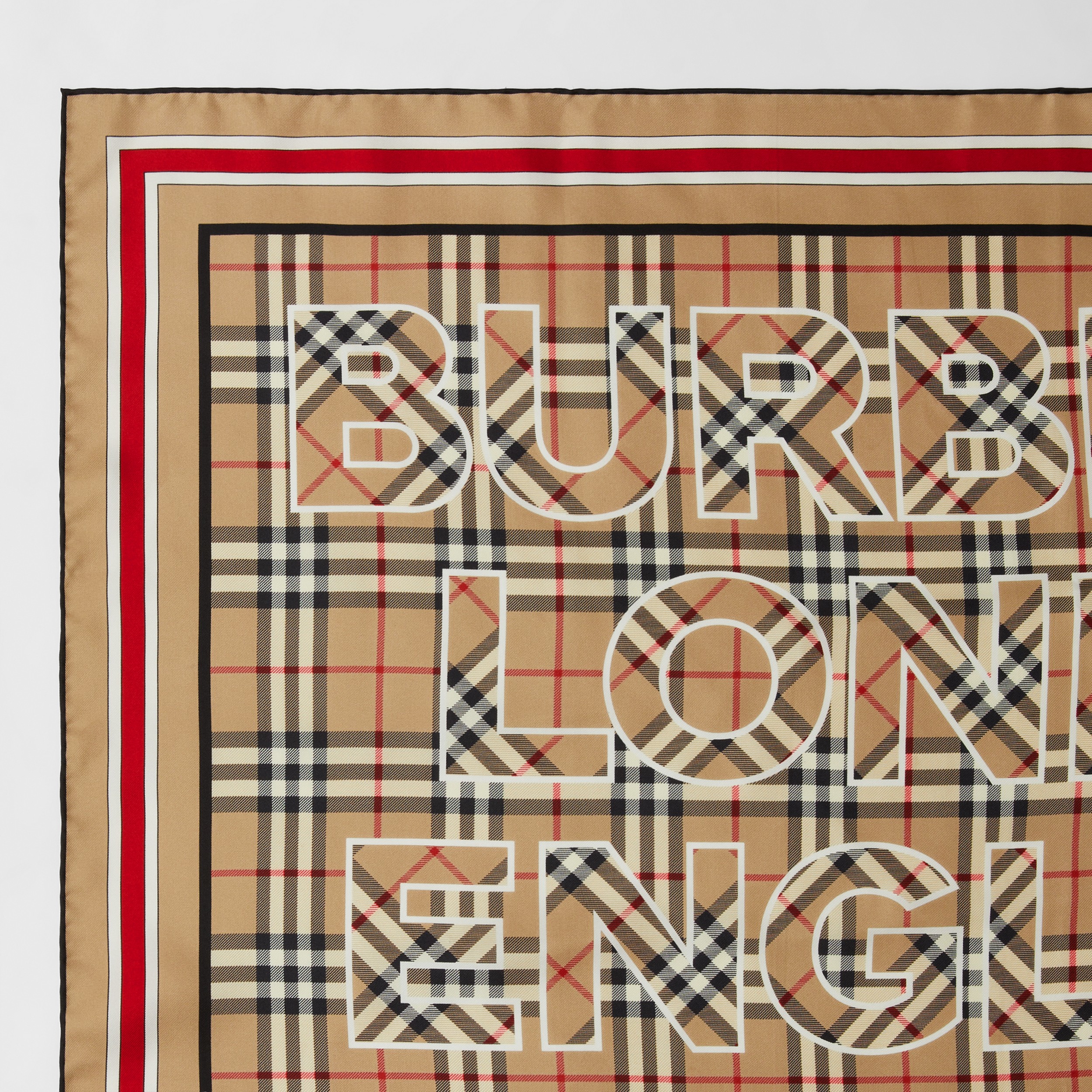 Foulard in seta con stampa logo in Vintage check (Beige Archivio) | Sito  ufficiale Burberry®