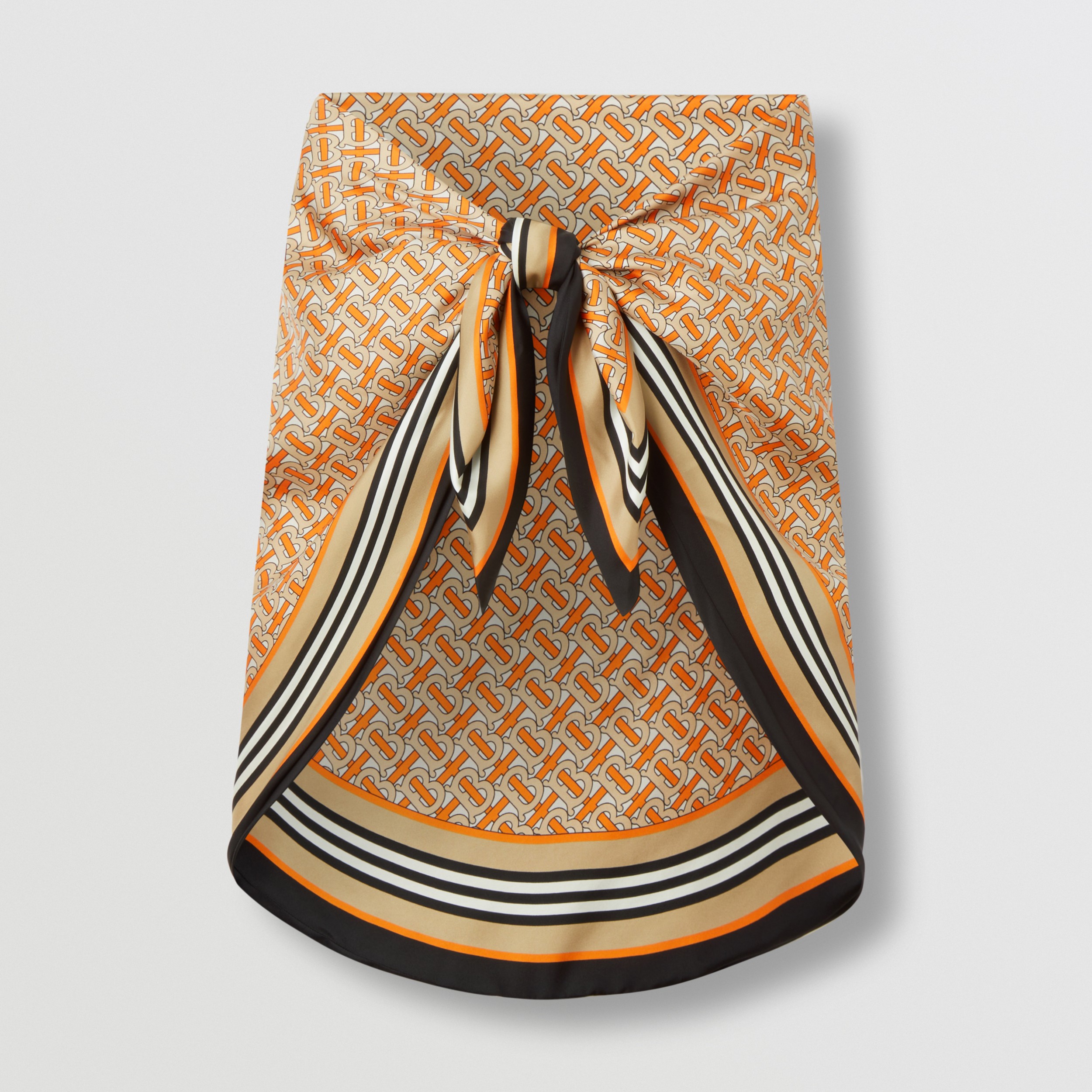 Reversible Check and Monogram Print Silk Scarf in Archive Beige - Women | Burberry® Official - 4