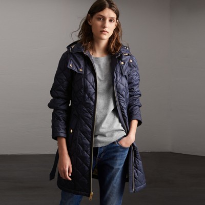 burberry detachable hood quilted showerproof parka