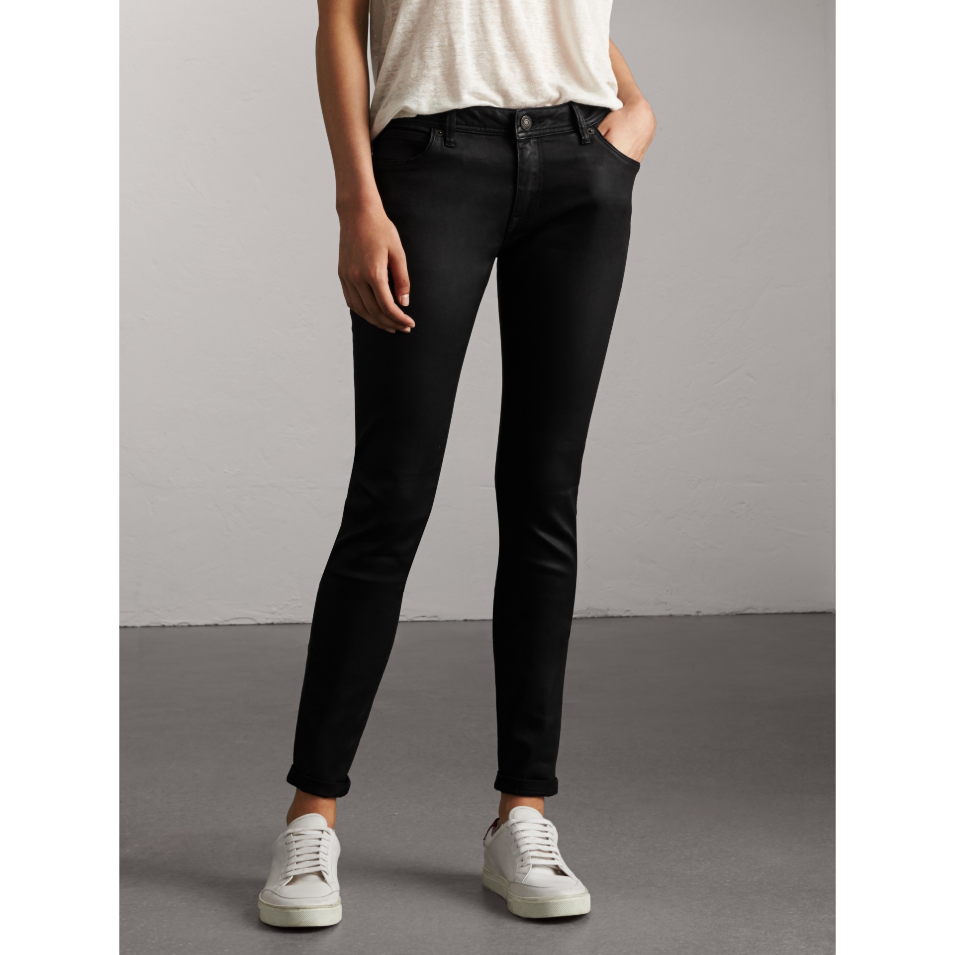 black coated jeans womens