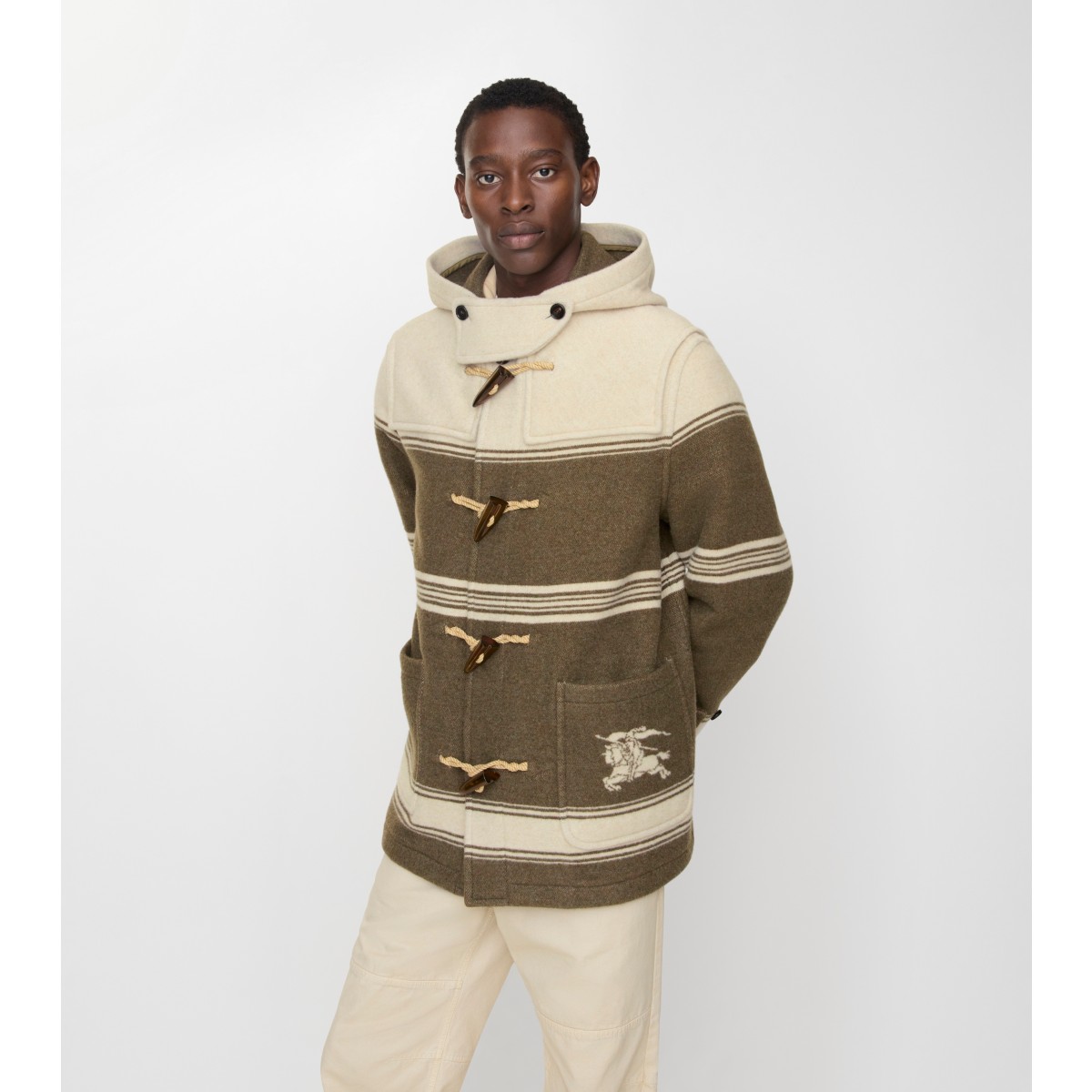  Stripe Short Wool Blend Harrogate Duffle Coat