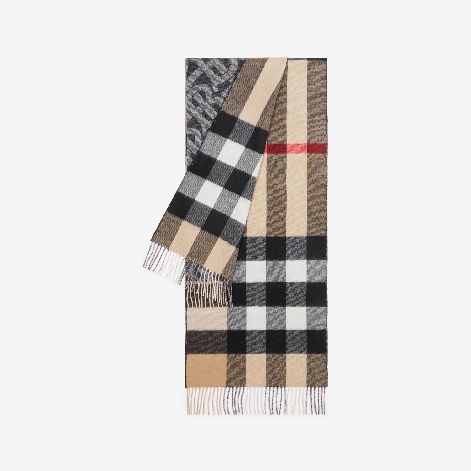 Reversible Check and Monogram Cashmere Scarf in Black/white | Burberry® Official