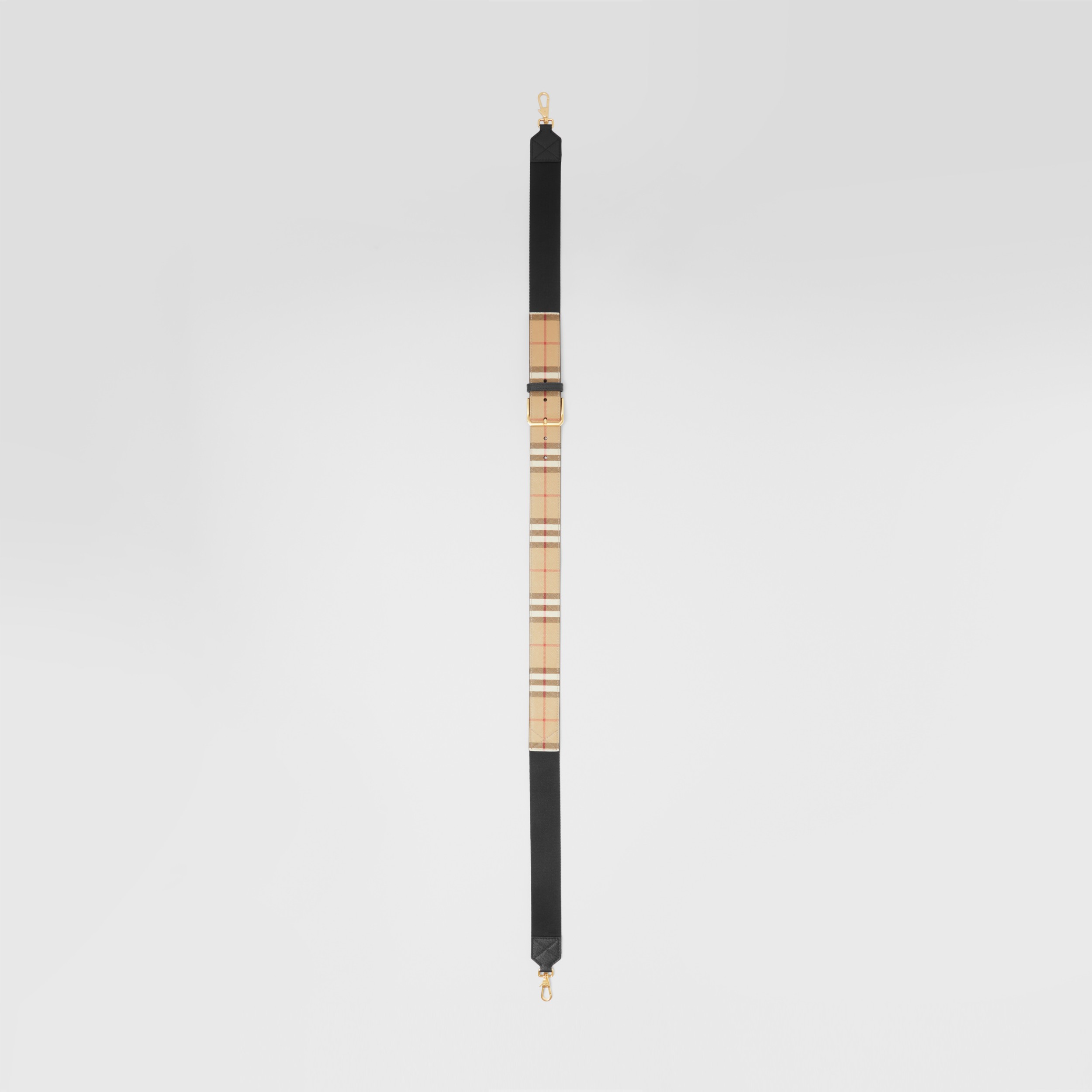 Vintage Check and Leather Bag Strap in Black Women Burberry® Official